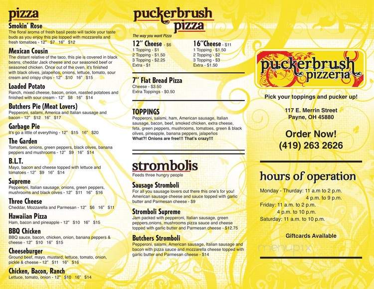 Puckerbrush Pizzeria - Payne, OH