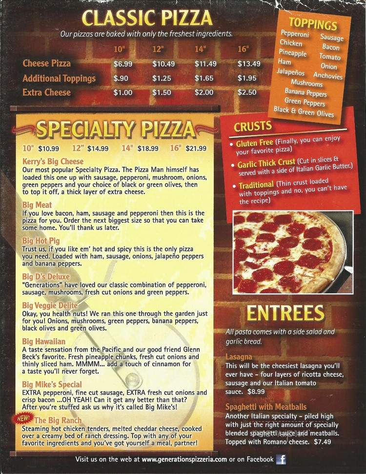 Generations Pizza & Sandwiches - Wilmington, OH