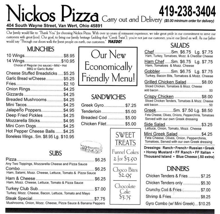 Nicko's Pizza - Van Wert, OH