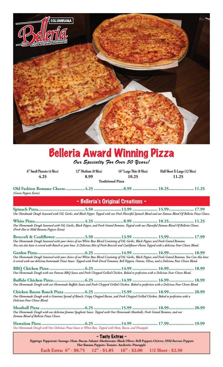 Belleria Pizza & Italian Restaurant - Columbiana, OH