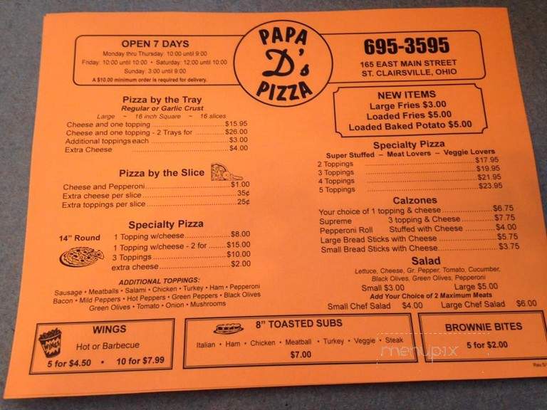 PAPA D'S PIZZA - SAINT CLAIRSVILLE, OH