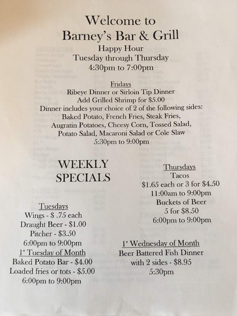 Barney's Bar & Grill - Evansport, OH