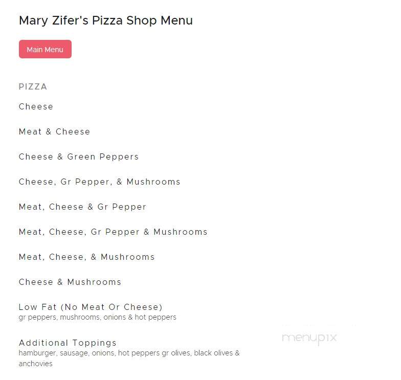 Mary Zifer's Pizza Shop - New Philadelphia, OH