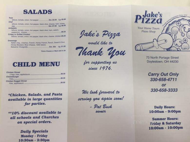 Jake's Pizza - Doylestown, OH