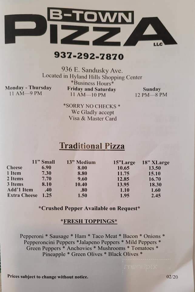 Btown pizza - Bellefontaine, OH