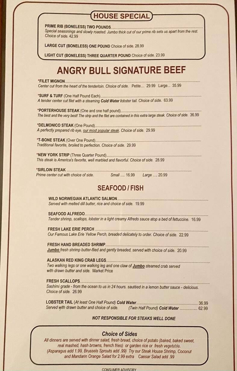 Angry Bull Steak House - Huron, OH