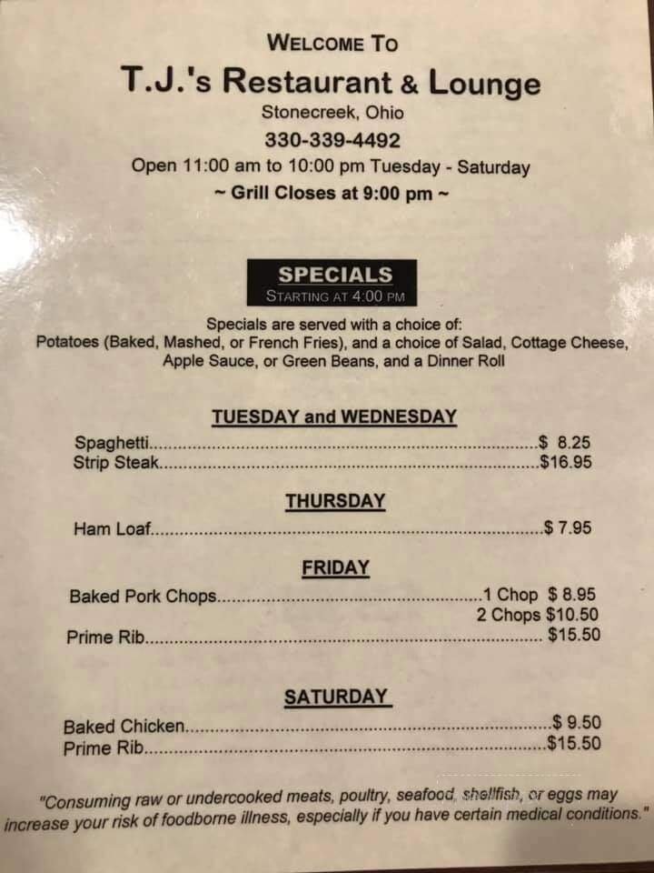 T J's Restaurant & Lounge - Stone Creek, OH