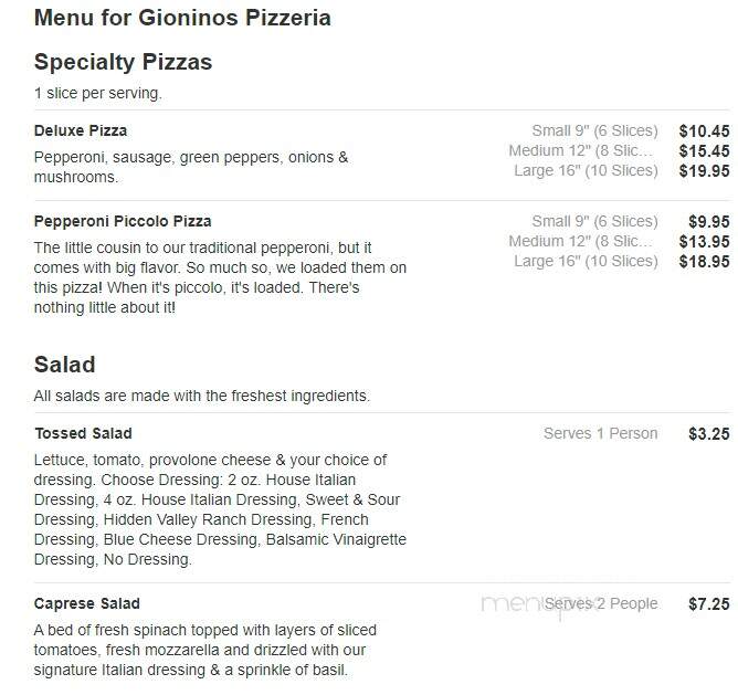 Gioninos Pizzeria - Newton Falls, OH